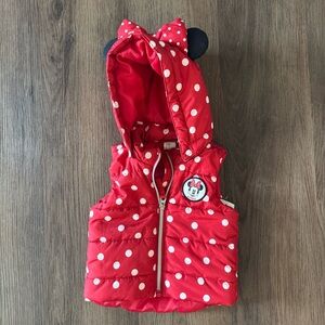 H&M Kids Red Polka Dot Hooded Vest Minnie Mouse